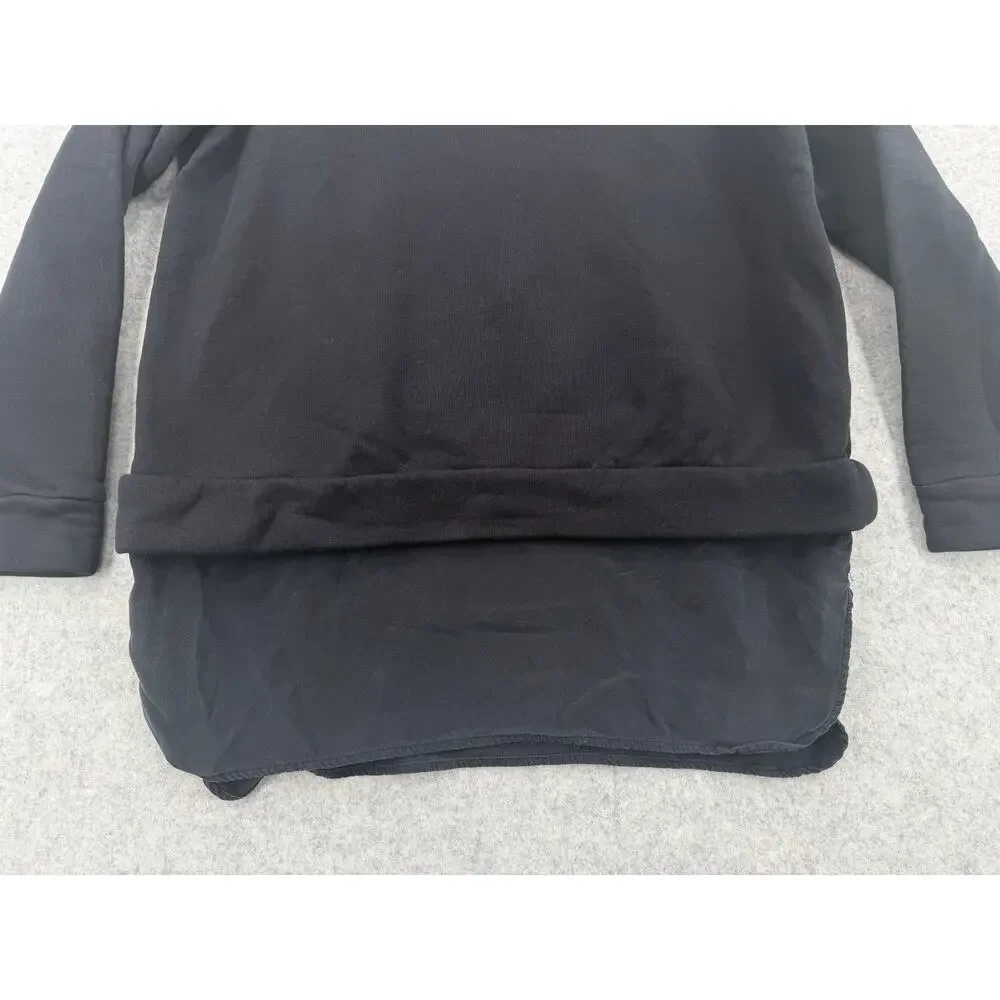 COS Layered Soft Cotton Silk Black Mock Neck Sweatshirt Women's Size SMALL